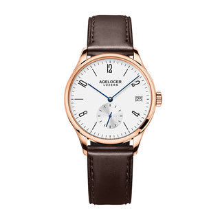 AGELOCER Original Budapest Series Large Calendar Self-winding Women Mechanical Watch with Genuine Leather Strap