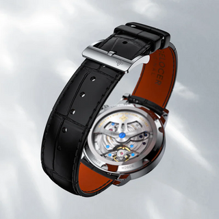 AGELOCER Original Universal Time Series Silver Automatic Mechanical Watch Men-Zircon Edition