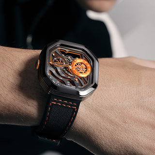 AGELOCER Volcano Series Herren-Skelett-Mechanische Uhr als Geburtstagsgeschenk für Ihren Freund