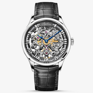 AGELOCER Original Schwarzwald Series Engraved Skeleton Men Automatic Mechanical Watch with Stainless Steel