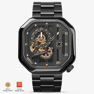 AGELOCER Original Co-branded Racing Series Skeleton Automatic Mechanical Men Watch Steel Strap