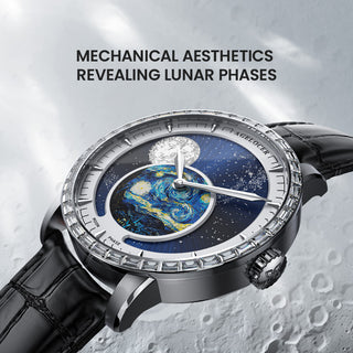 AGELOCER Original Astronomer Series Automatic Mechanical Men Watches Leather Strap