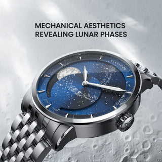 AGELOCER Original Astronomer Series Men Automatic Mechanical Watches Galaxy Silver