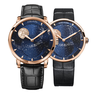 AGELOCER Original Astronomer Series Automatic Mechanical Watch Couple Watches Genuine Leather Strap