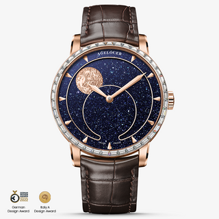 AGELOCER Original Astronomer Series Panoramic Moon Phase Luxury Men Automatic Mechanical Watch Silver