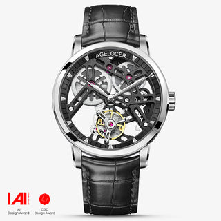 AGELOCER Original Flying Tourbillon Manual Skeleton Mechanical Watch Men