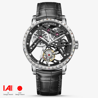 Agelocer black tourbillon mechanical watch men