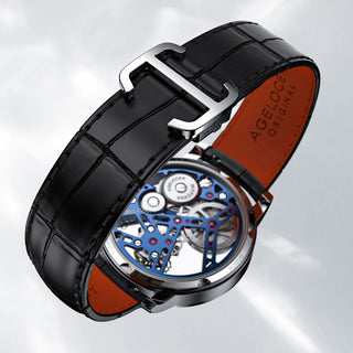 AGELOCER Tourbillon Echtlederarmband Manuelle mechanische Uhr Herrenuhren 