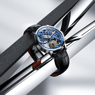 AGELOCER Original Free-sprung Balance Flying Tourbillon Manual Winding Skeleton Mechanical Watch Men