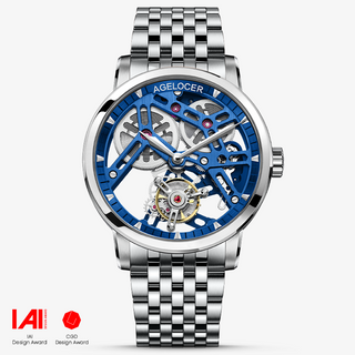 Agelocer silver tourbillon mechanical watch men