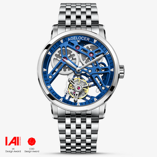 AGELOCER Tourbillon-Serie, manuelle mechanische Uhren, Herrenuhren – Stahlband-Version 