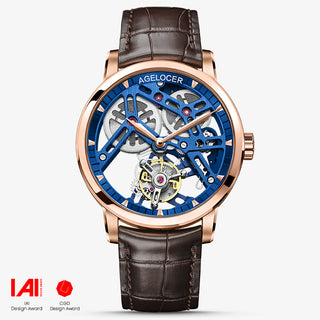 AGELOCER Original Flying Tourbillon Manual Skeleton Mechanical Watch Men