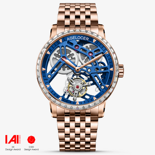 AGELOCER Original Tourbillon Series Luxury Manual Mechanical Men Watches Casual Stainless Steel