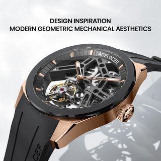 AGELOCER Original Tourbillon Skeleton Manual Winding Mechanical Watch Men- Ceramic Bezel Edition
